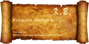 Kurgyis Barbara névjegykártya